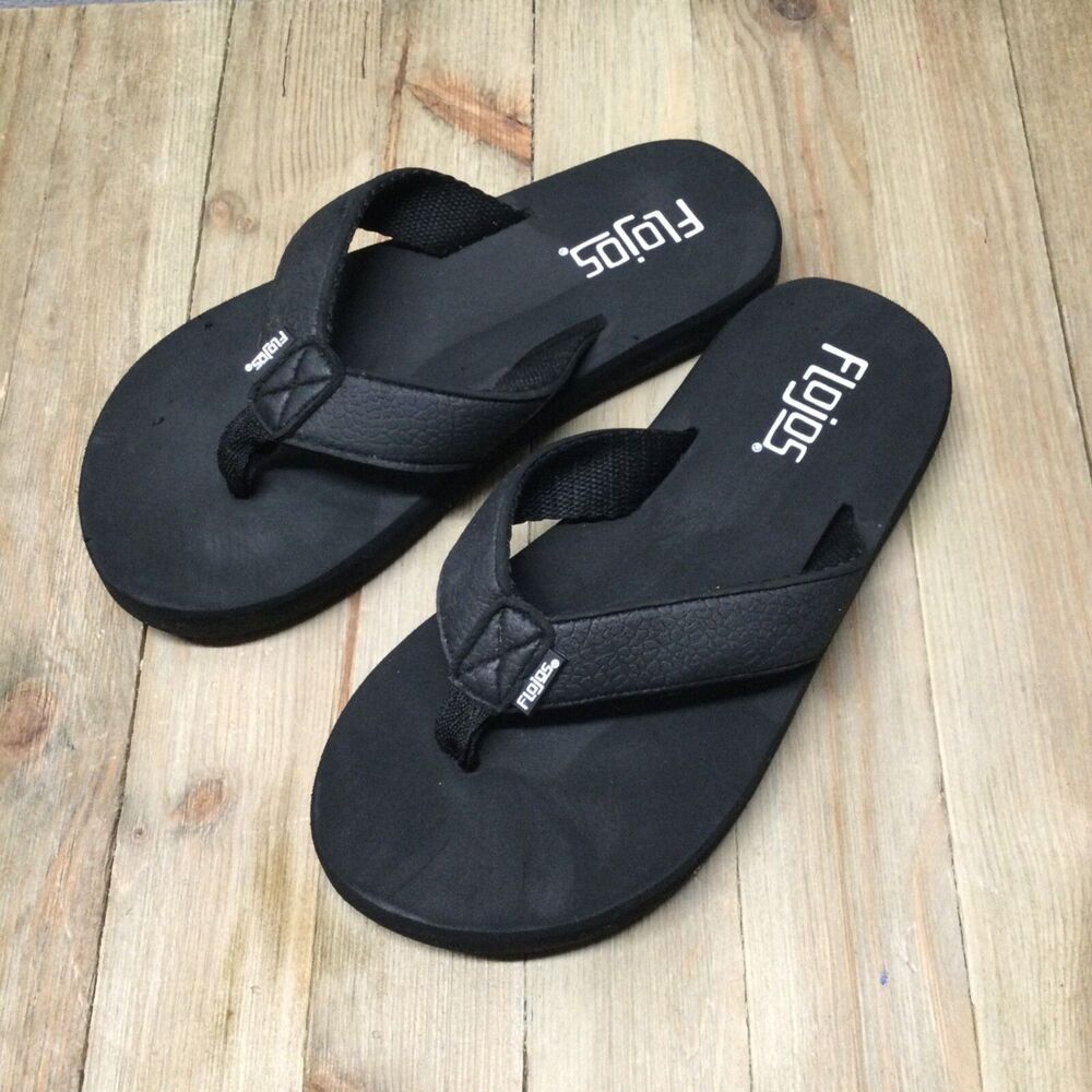 FLOJOS® Flip Flops Small Kids Size 1.0 Black Sandals Summer Pool Beach